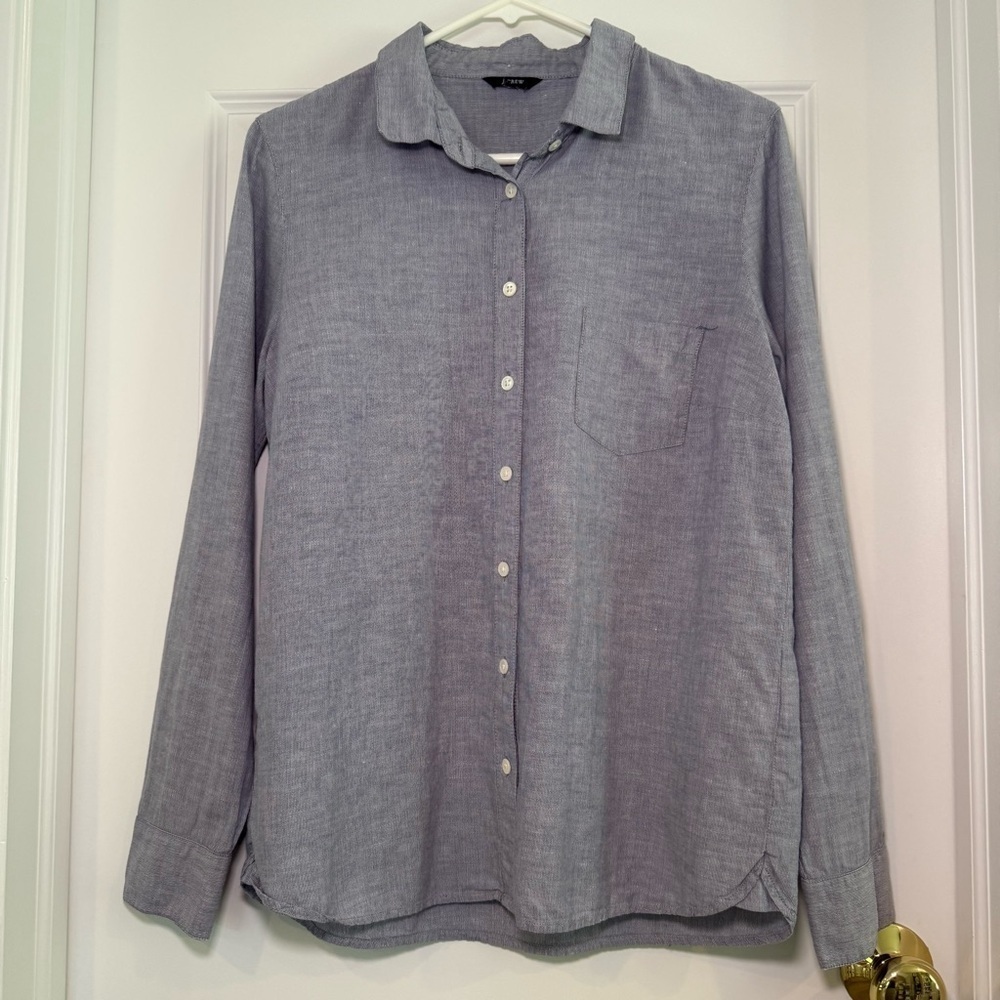 J. Crew Button-Down Linen Blend Button Down Shirt Size Medium